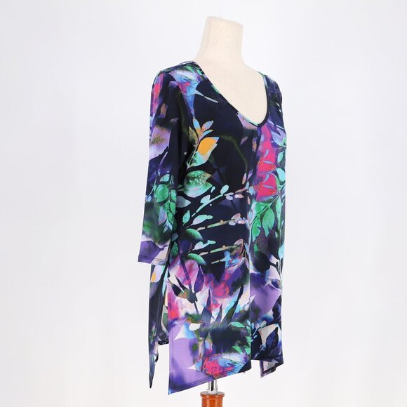 CLARA SUNWOO Abstract Floral Stretch Wrinkle Free Tunic Top Size S - Picture 2 of 7
